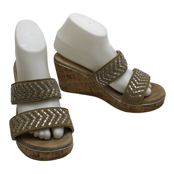 Volatile Bling Strap Wedge Sandals Sze 8